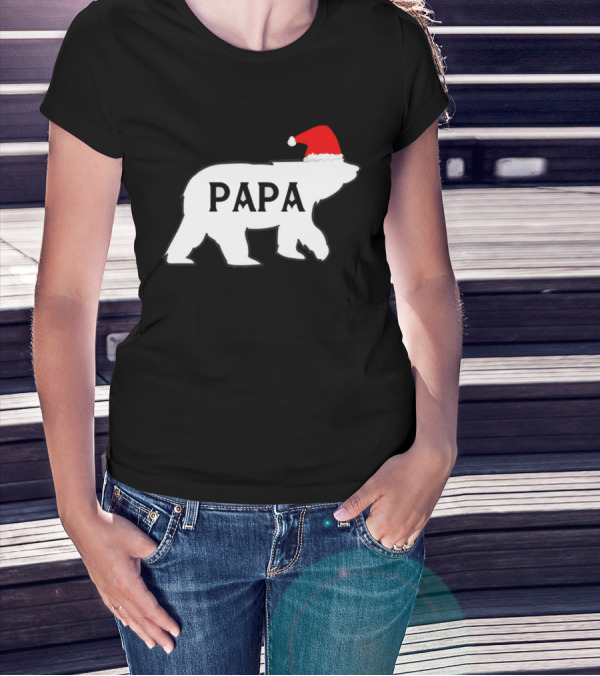 Papa Bear Christmas Santa Hat T-Shirt