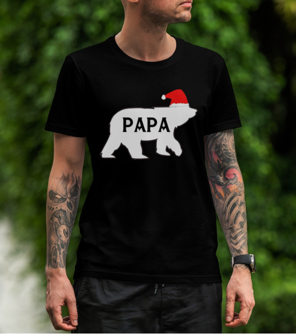 Papa Bear Christmas Santa Hat T-Shirt