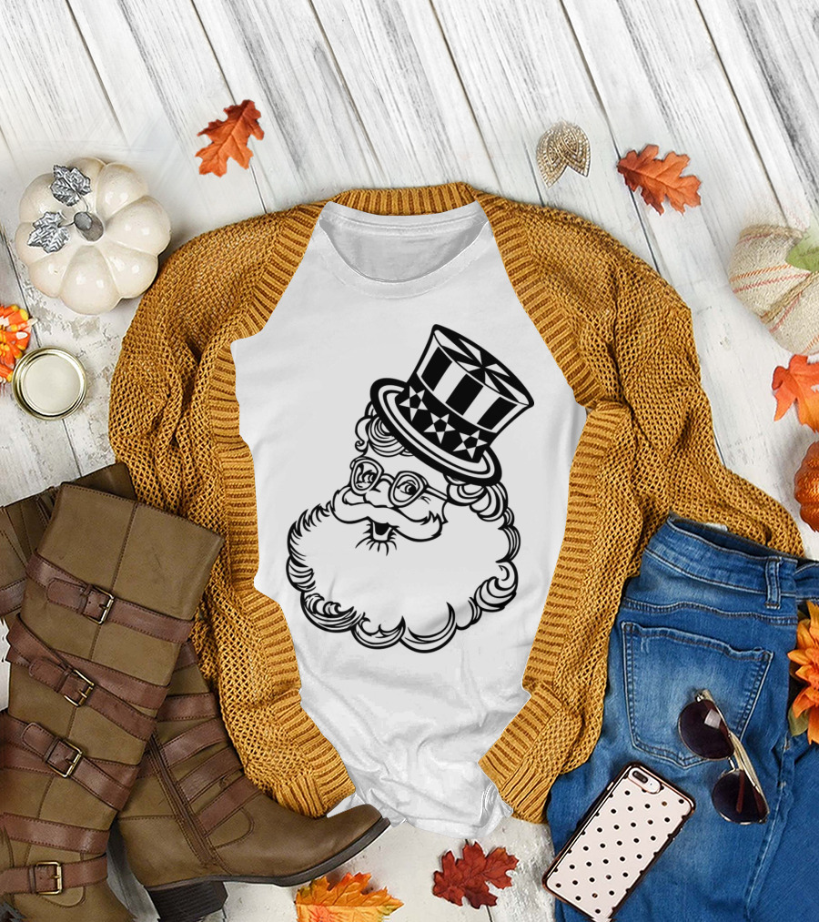Patriotic Santa Top Hat Vector T-Shirt