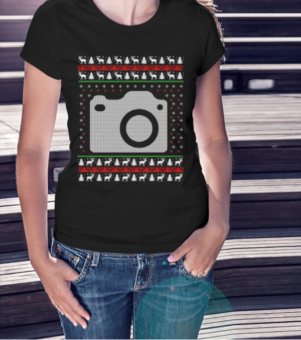 Photographer Christmas Camera Ugly T-Shirt