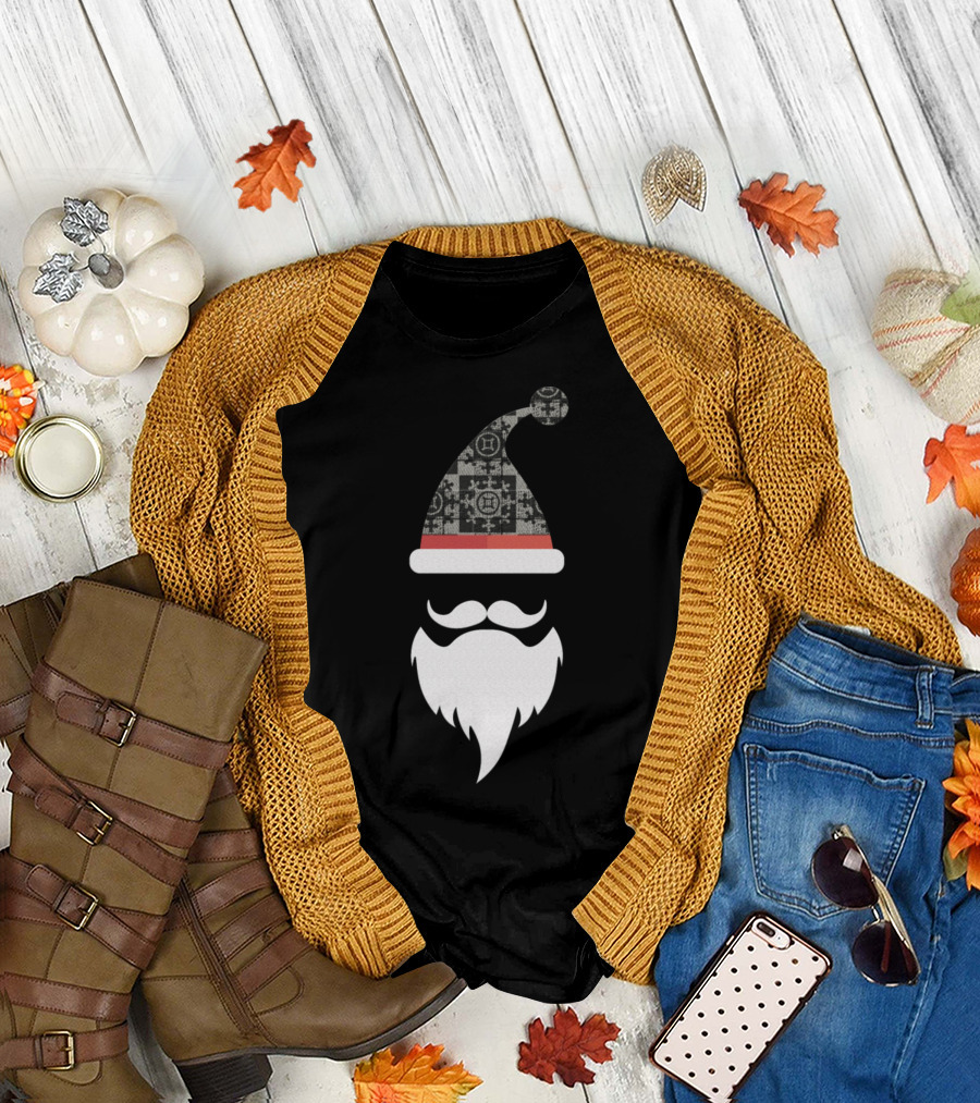 Santa Hats Moustache And Beards Christmas Me Fun Holiday T-Shirt