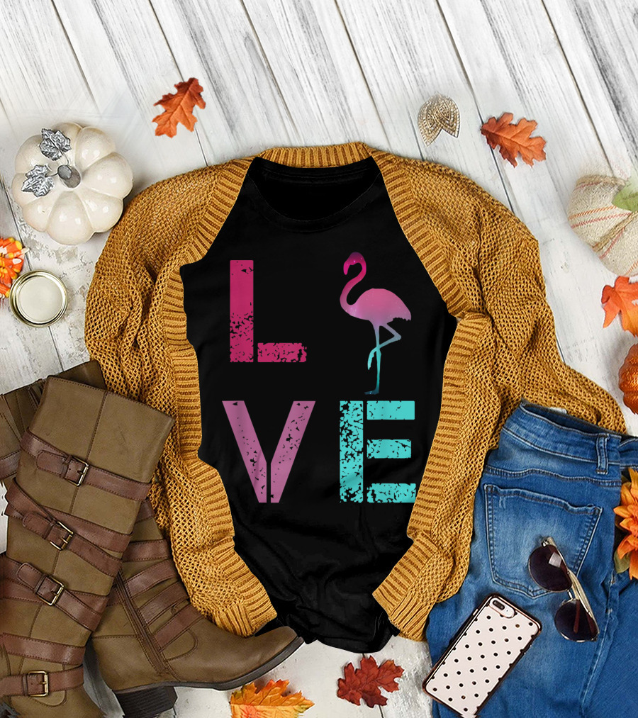 Pink Flamingos LOVE Valentine T-Shirt