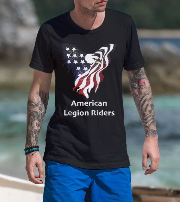 American Legion Riders Proud Veteran Alr Eagle And Flag T-Shirt