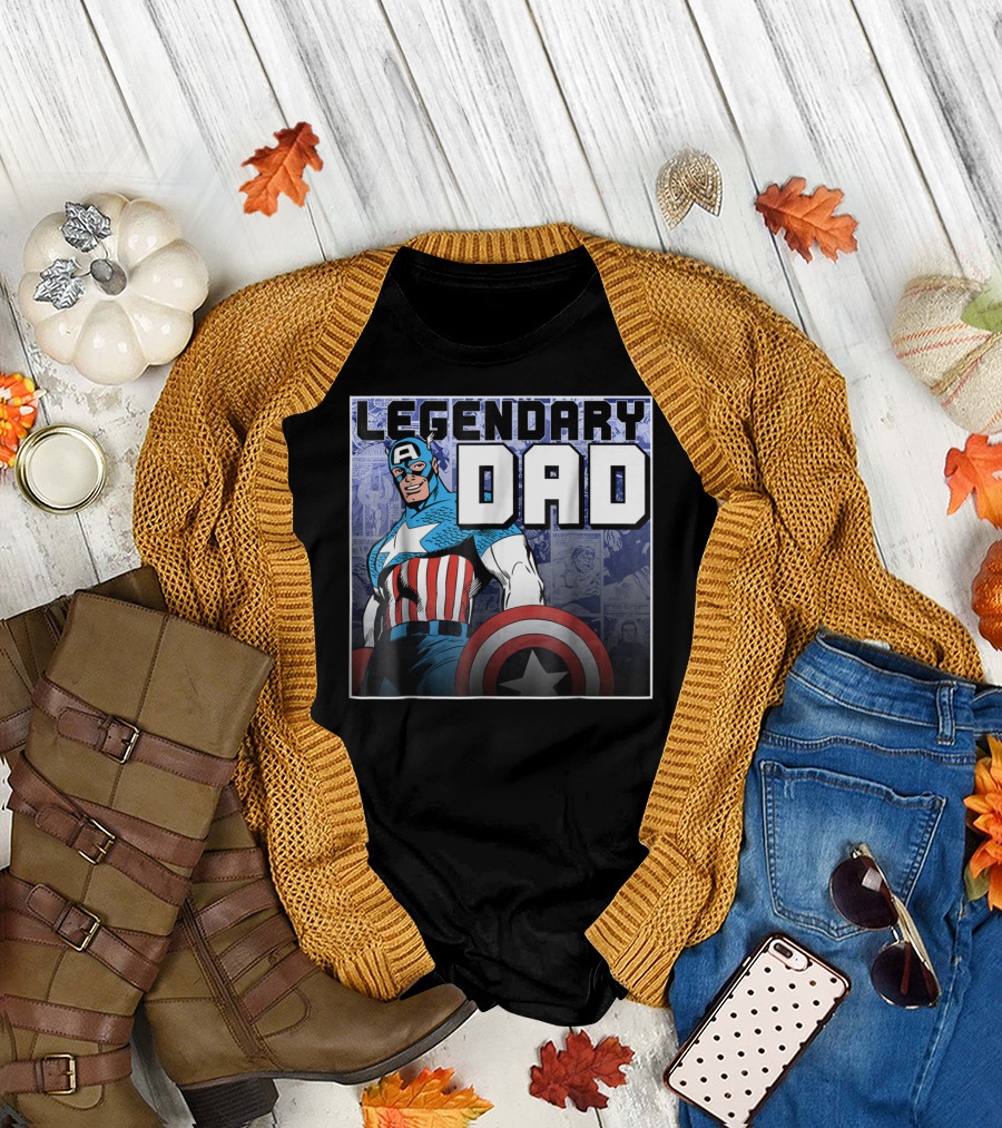 Marvel Captain America Legendary Dad Father's Day T-Shirt