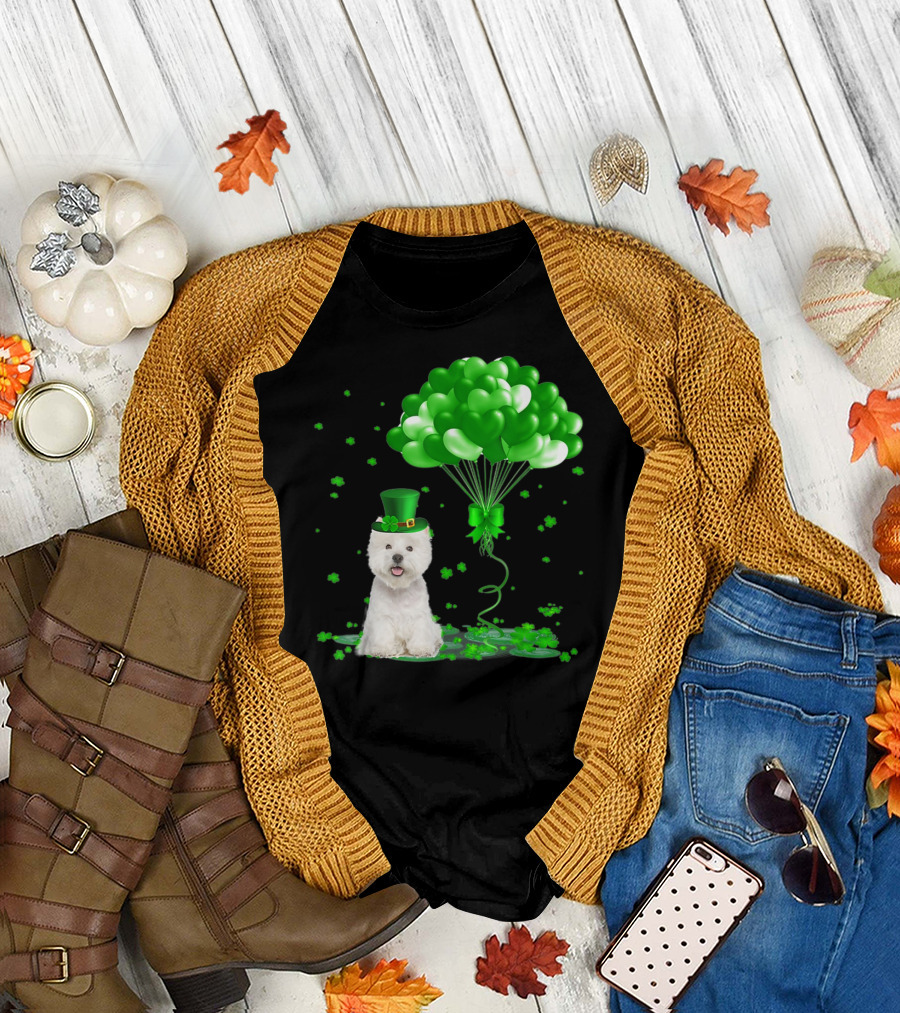 Irish West Highland White Terrier St. Patrick's Day Green Balloons T-Shirt