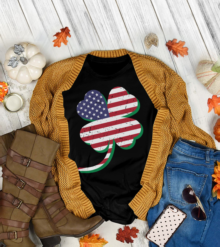 American Irish Flag Shamrock St Patrick's Day T-Shirt
