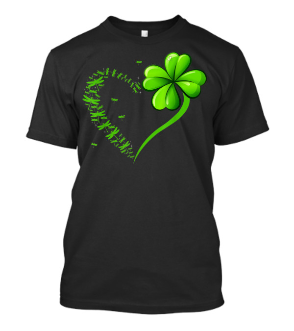 Dragonfly Heart Four-Leaf Clover Irish St Patrick's Day T-Shirt