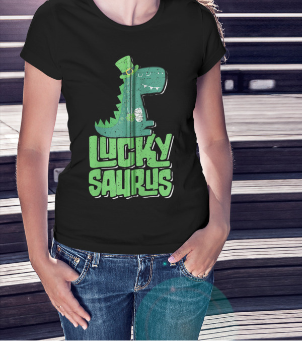 Luckysaurus Irish Dinosaur St Patrick's Day T-Shirt