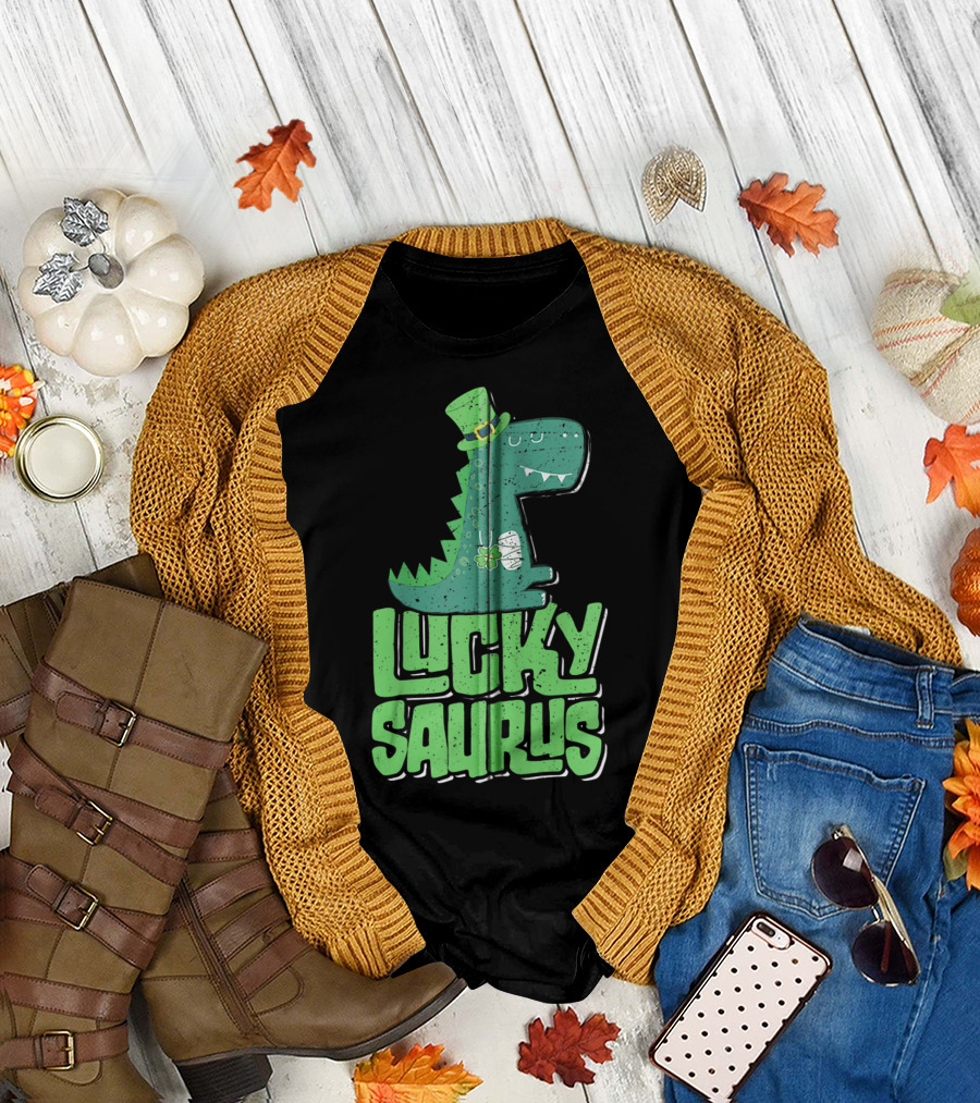 Luckysaurus Irish Dinosaur St Patrick's Day T-Shirt