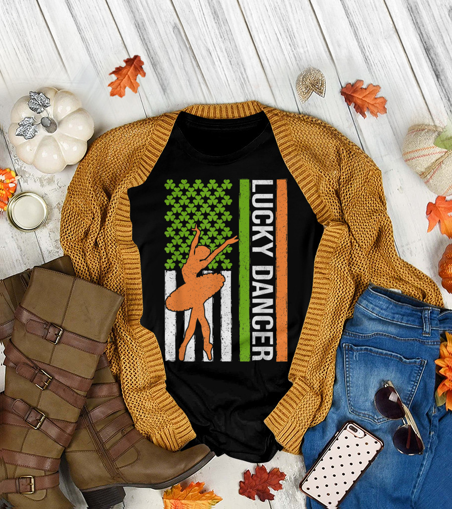 Lucky Dancer Shamrock Irish American St Patrick's Flag T-Shirt