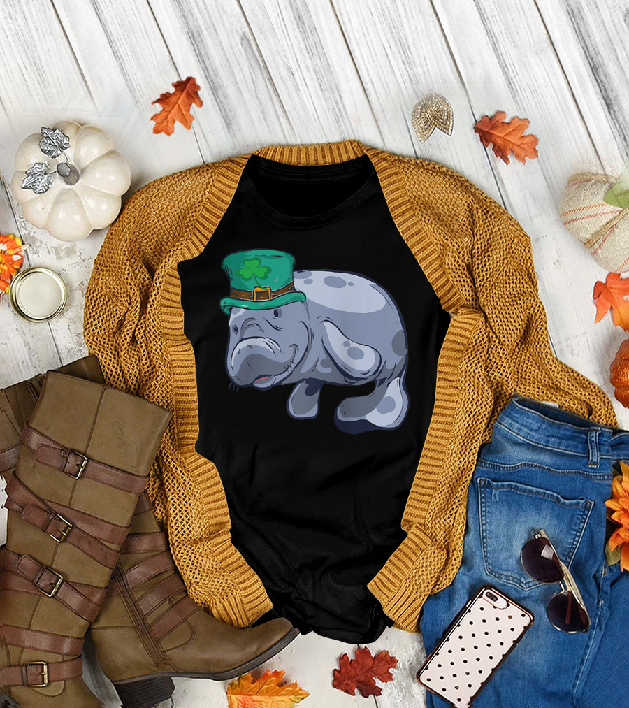 Mana St Patrick's Day Manatee with Leprechaun Hat T-Shirt