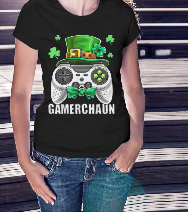 Gamerchaun Video Game Controller Leprechaun Hat St Patrick's Day T-Shirt