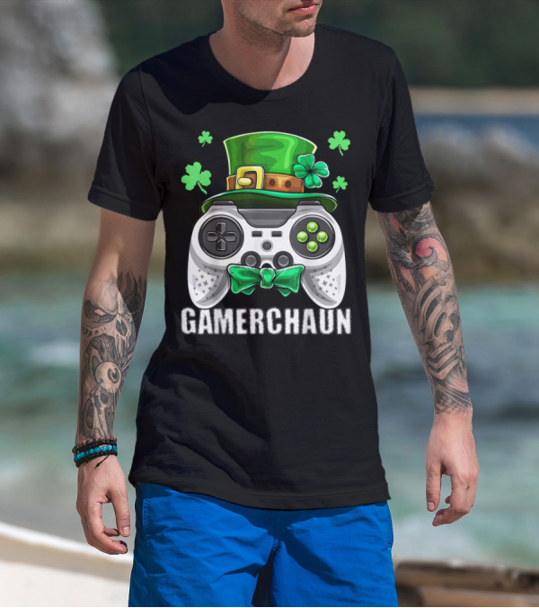 Gamerchaun Video Game Controller Leprechaun Hat St Patrick's Day T-Shirt