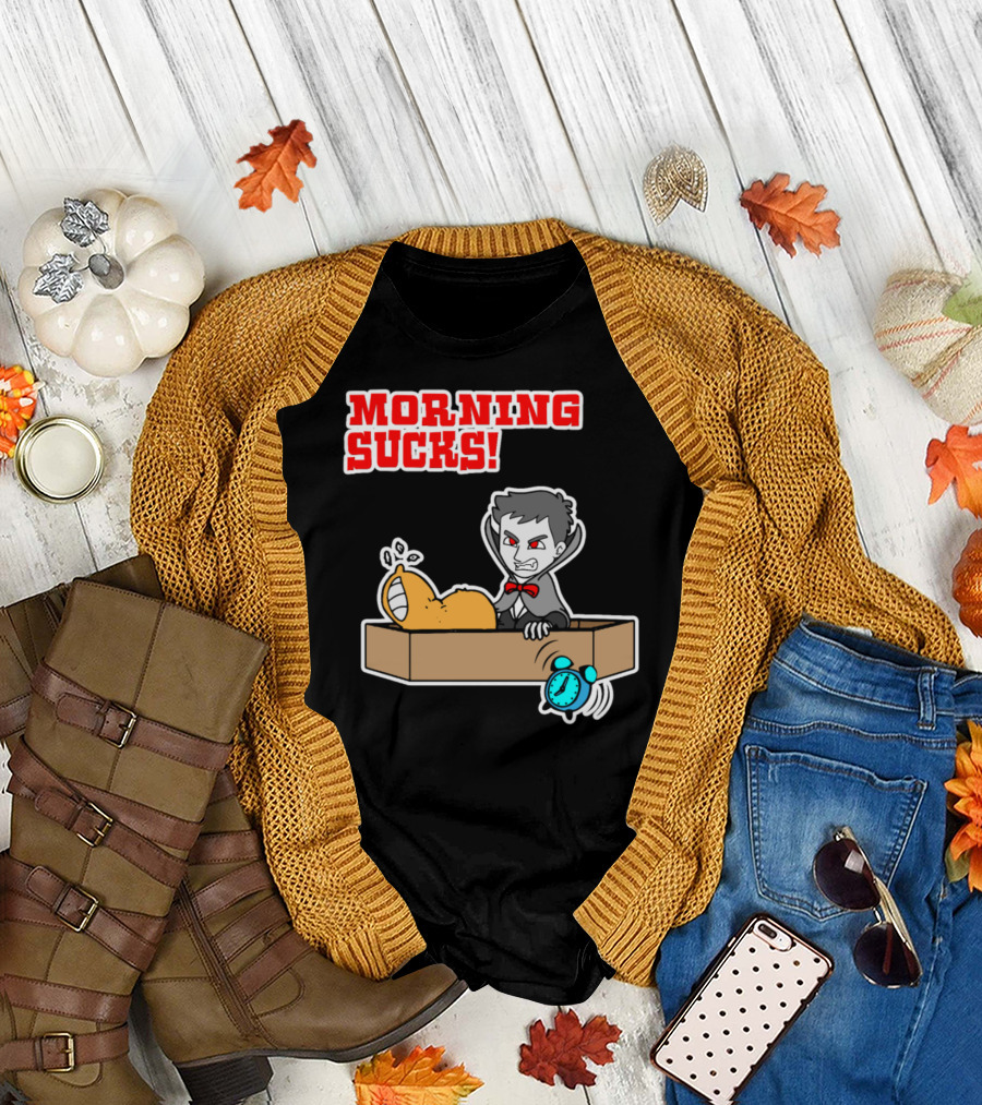 Morning Sucks Vampire Rises Halloween Alarm Clock T-Shirt