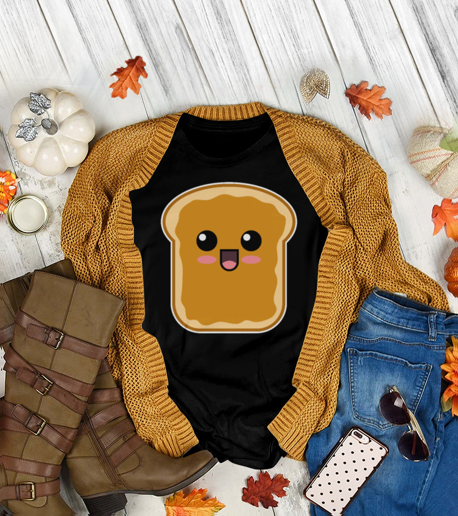 Cute Kawaii Peanut Butter Toast Face T-Shirt