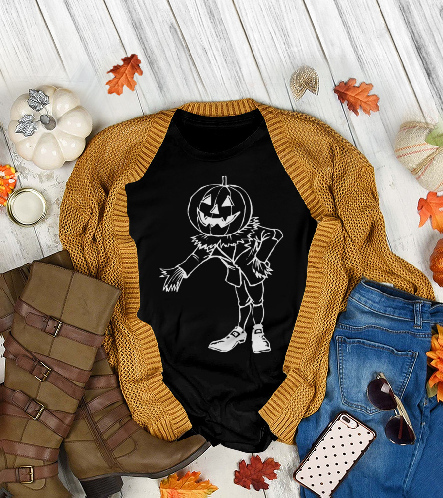 Pumpkinman Jack-O-Lantern Figure Drawing Scarecrow T-Shirt