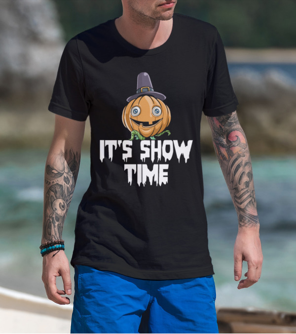 Thanksgiving Pumpkin Witch Hat It's Show Time T-Shirt