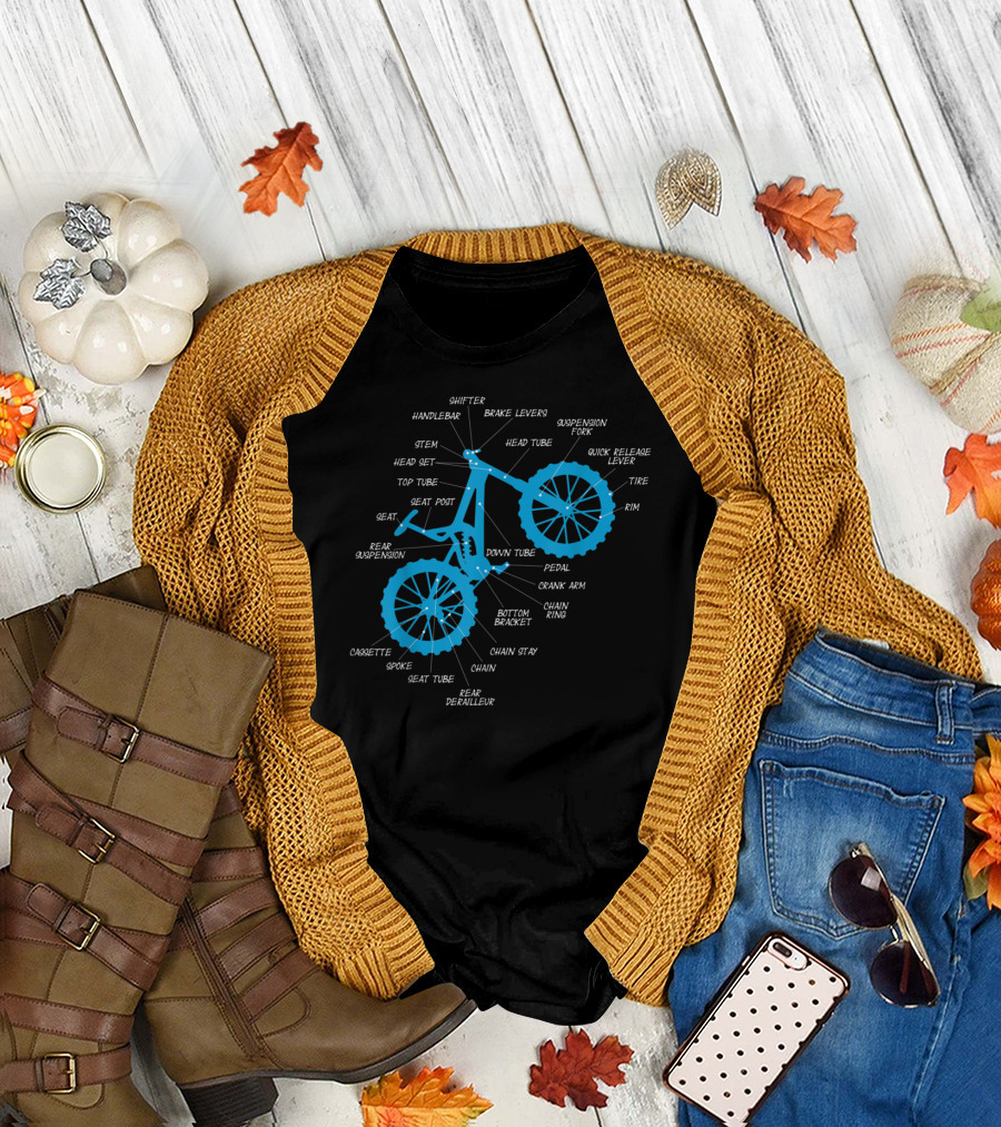 Fully MTB Anatomy Bicycle Parts Diagram T-Shirt