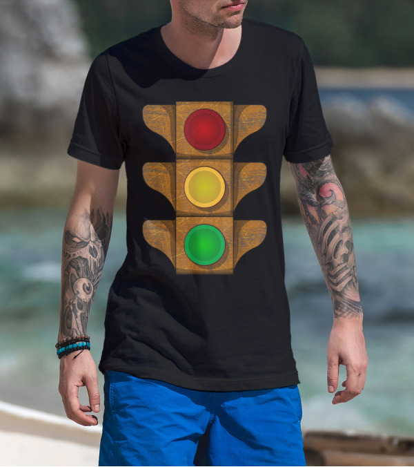 Vintage Rusty Traffic Light Stop Go Signal T-Shirt
