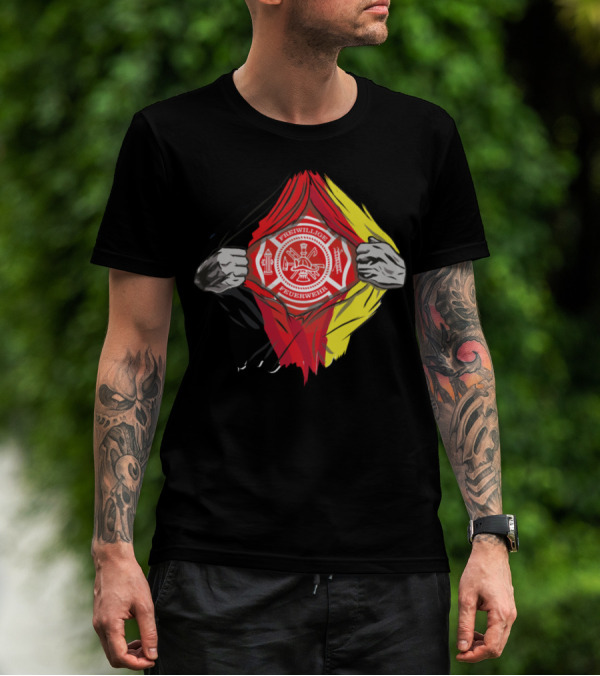 Freiwillige Feuerwehr Volunteer Fire Brigade German Flag Superman T-Shirt