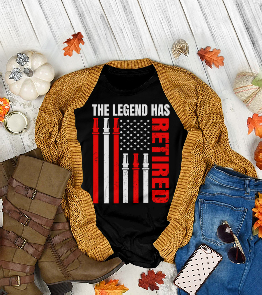 The Legend Has Retired Firefighter US Flag T-Shirt