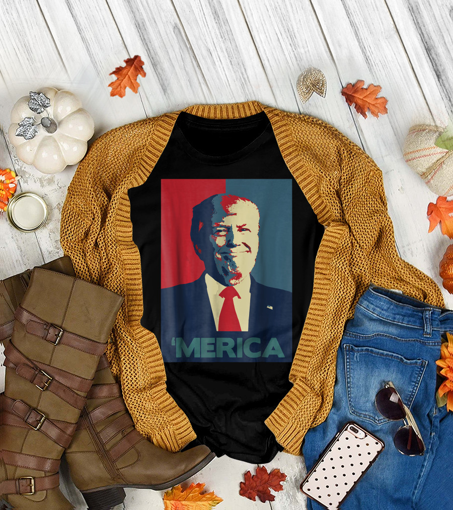 Donald Trump 'Merica Poster Style Red Blue T-Shirt