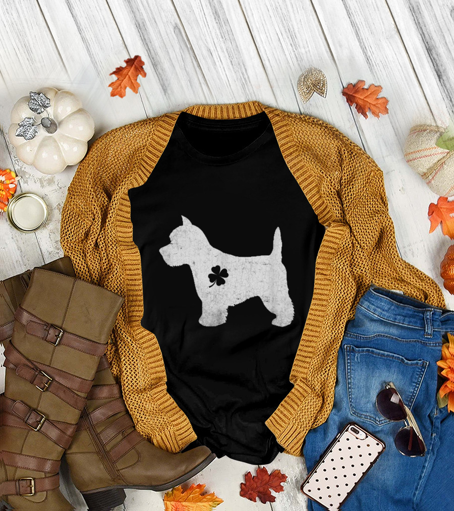 Westie Dog Four Leaf Clover Irish Patrick Day T-Shirt