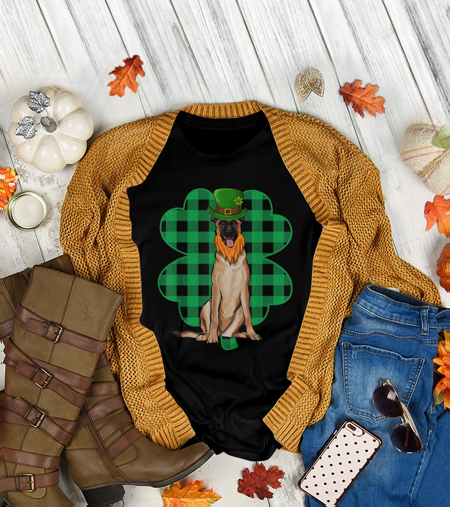 Belgian Malinoi Leprechaun Clover Hat Beard T-Shirt