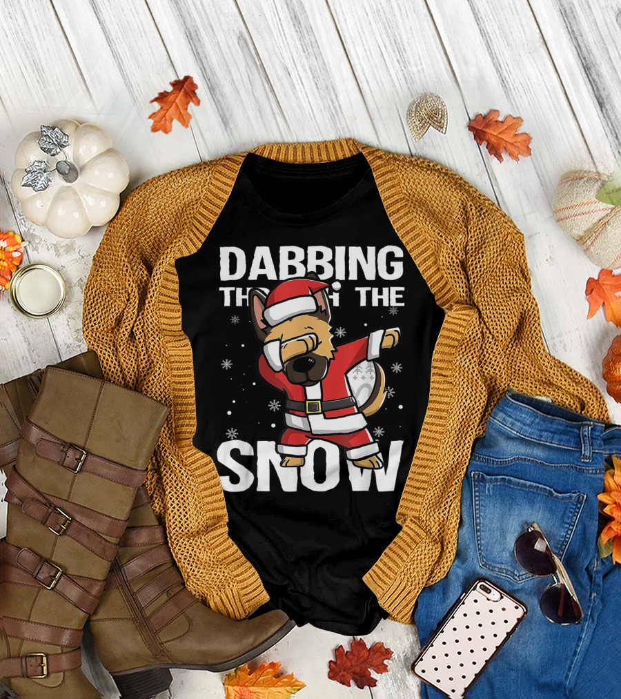 Dabbing Through the Snow German Shepherd Santa Claus T-Shirt