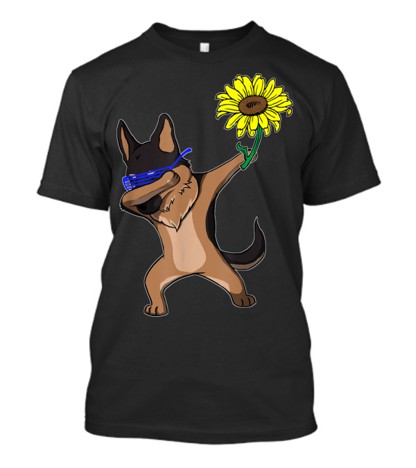 Dabbing German Shepherd Sunflower Autism Awareness T-Shirt
