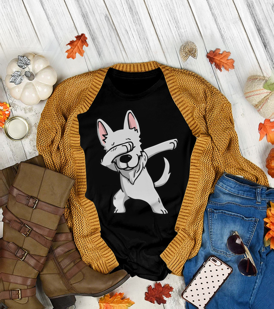 Dabbing White German Shepherd Dab Dance Pose T-Shirt