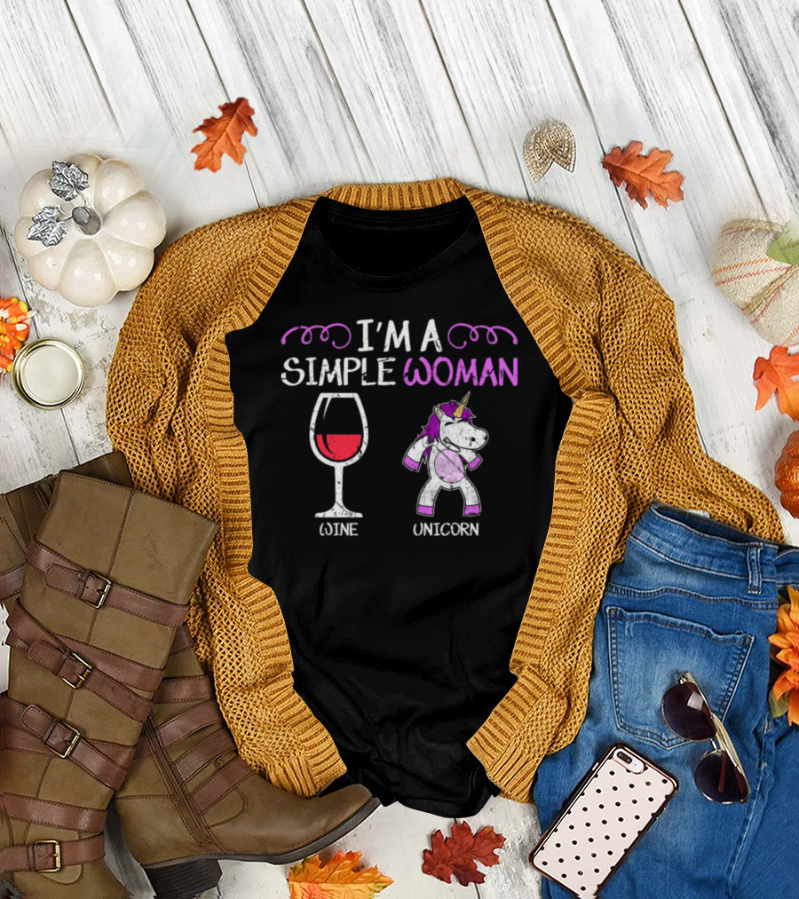 IM A SIMPLE WOMAN LOVE WINE UNICORN T-Shirt