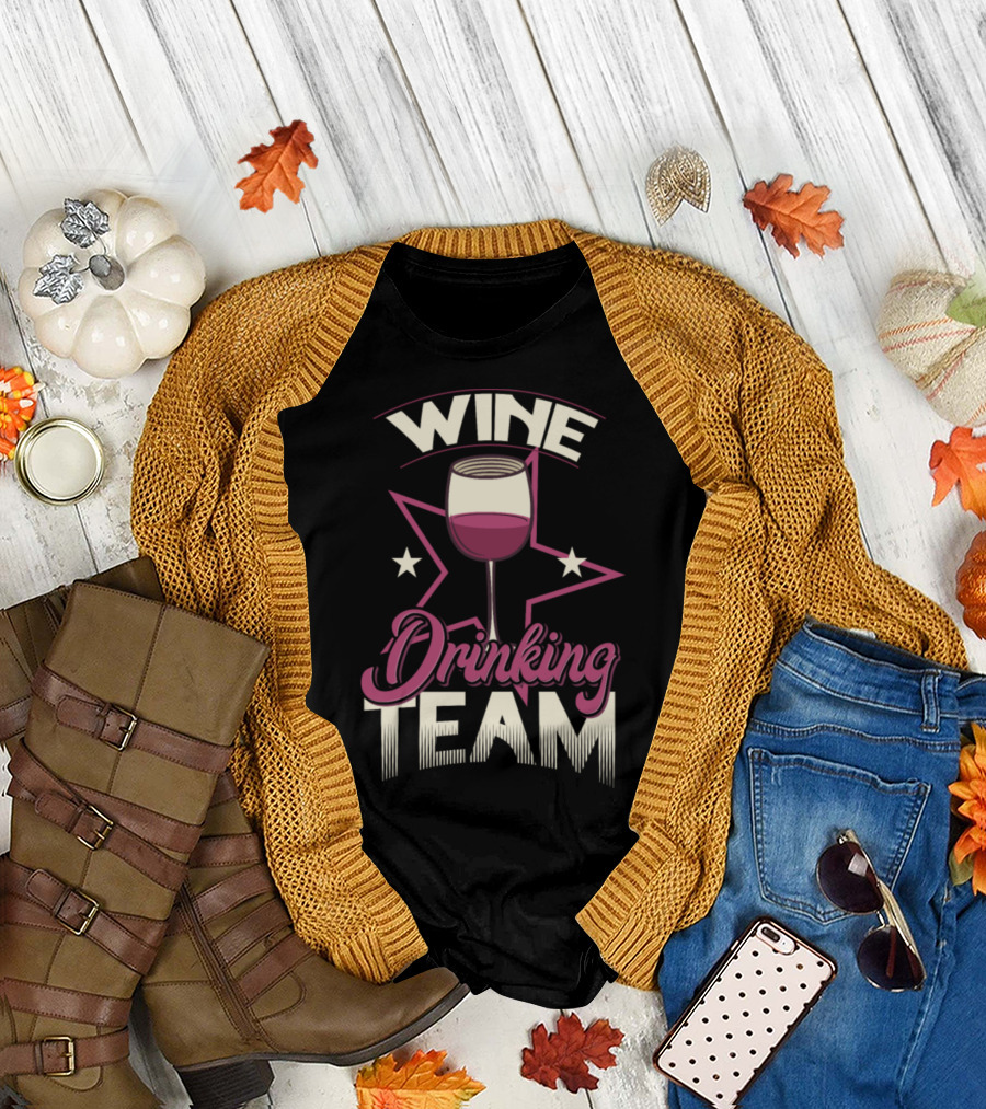 Wine Drinking Team Funny Wine Lover Star T-Shirt