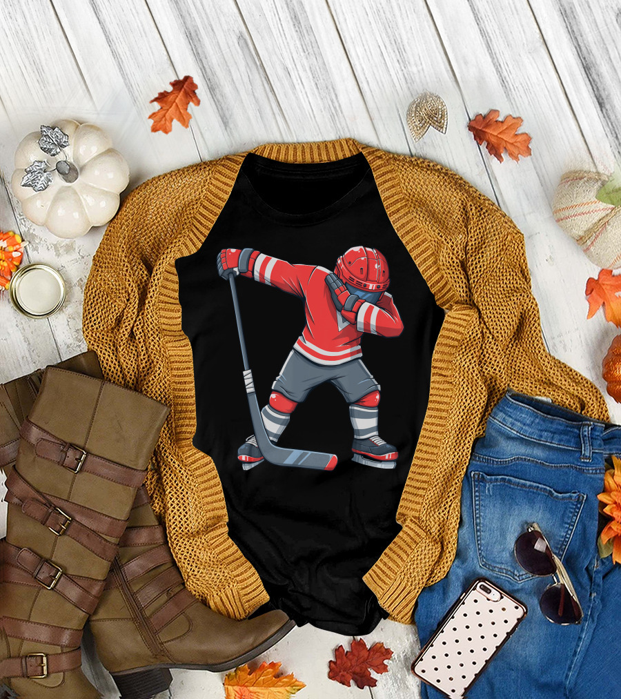 Funny Kid Ice Hockey Dabbing T-Shirt