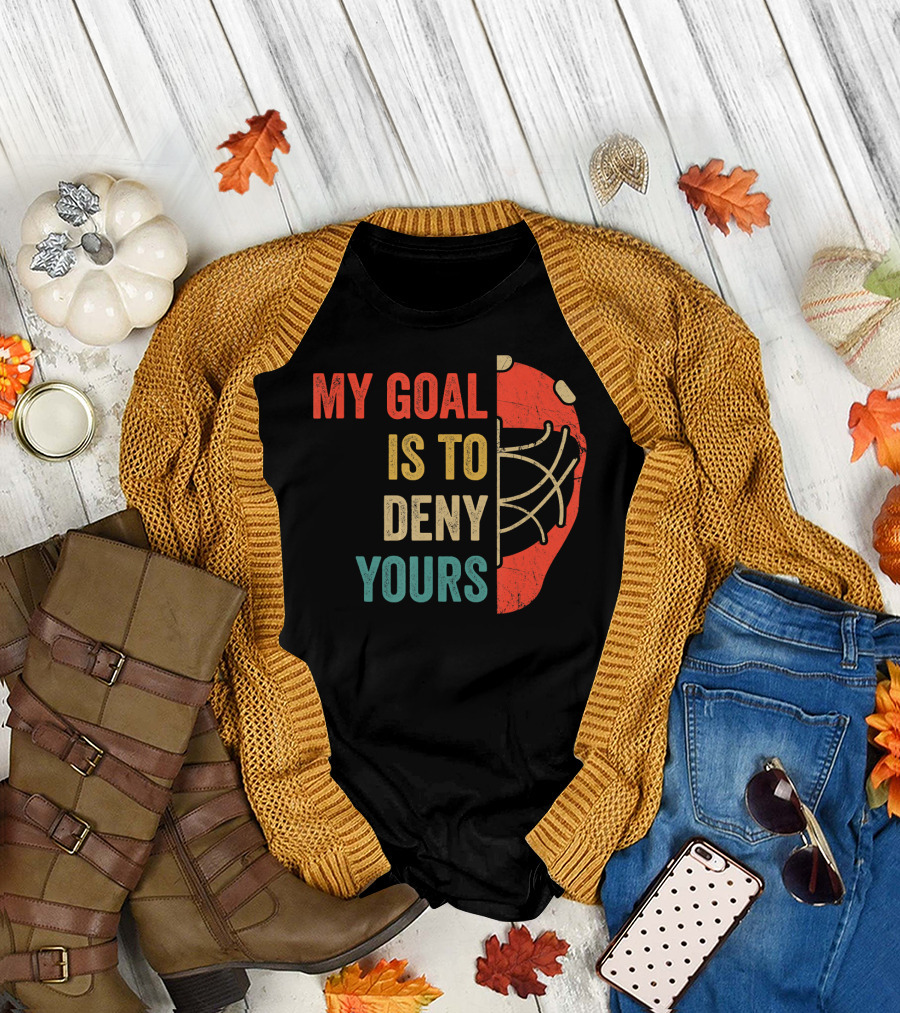 Hockey Goalie My Goal Is To Deny Yours Retro Mask T-Shirt