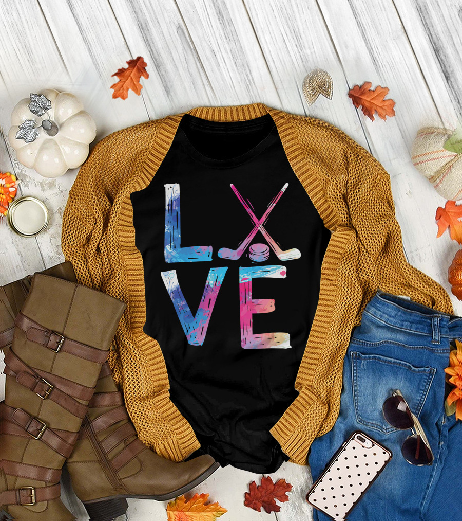 Love Ice Hockey Girls Hockey Womens Ice LVE T-Shirt