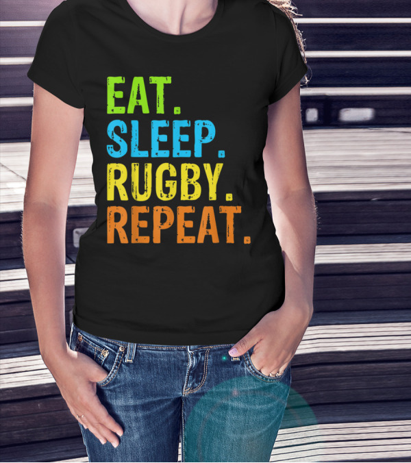 Eat Sleep Rugby Repeat Sport Fan Routine T-Shirt