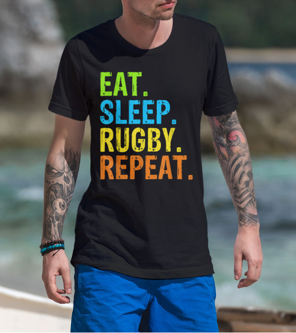 Eat Sleep Rugby Repeat Sport Fan Routine T-Shirt