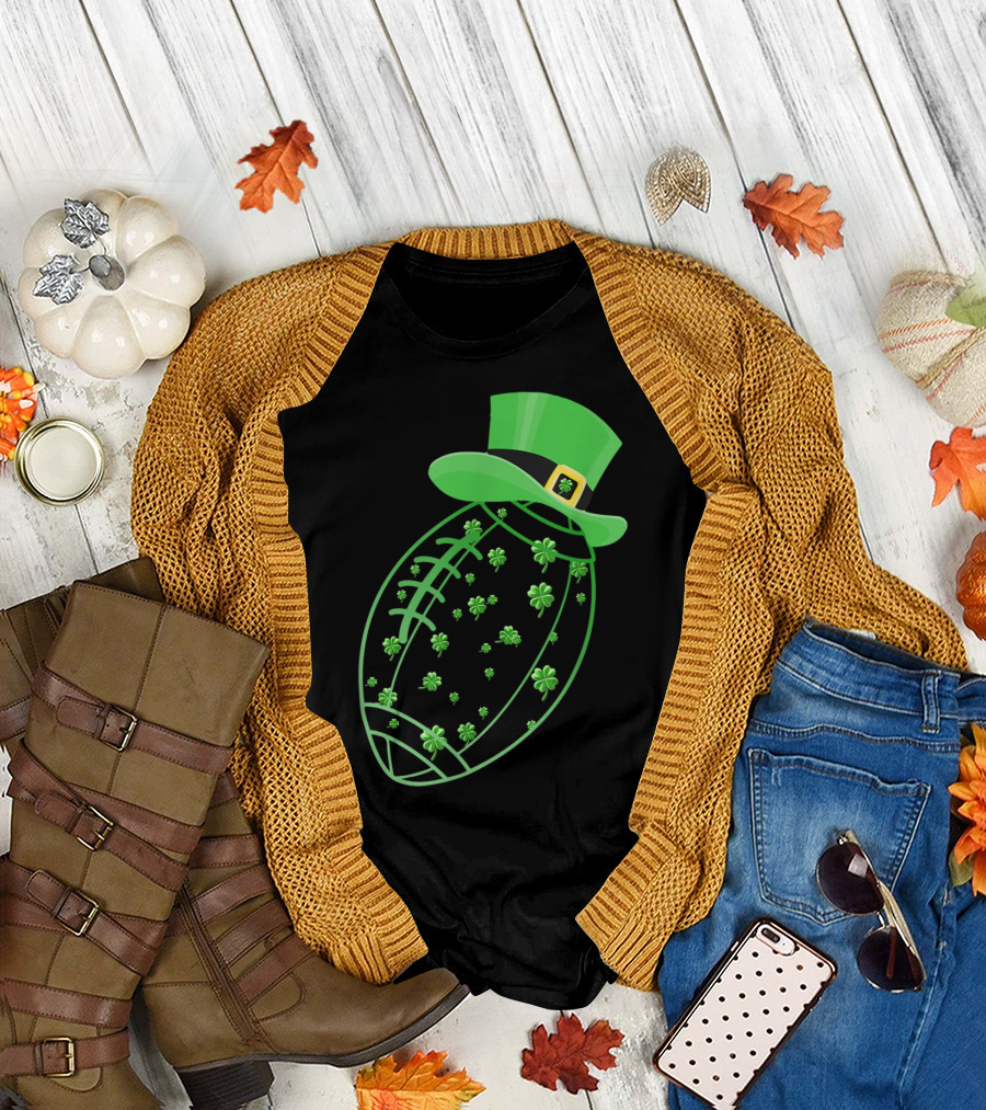 St Patrick's Day Rugby Shamrock Hat Fun T-Shirt