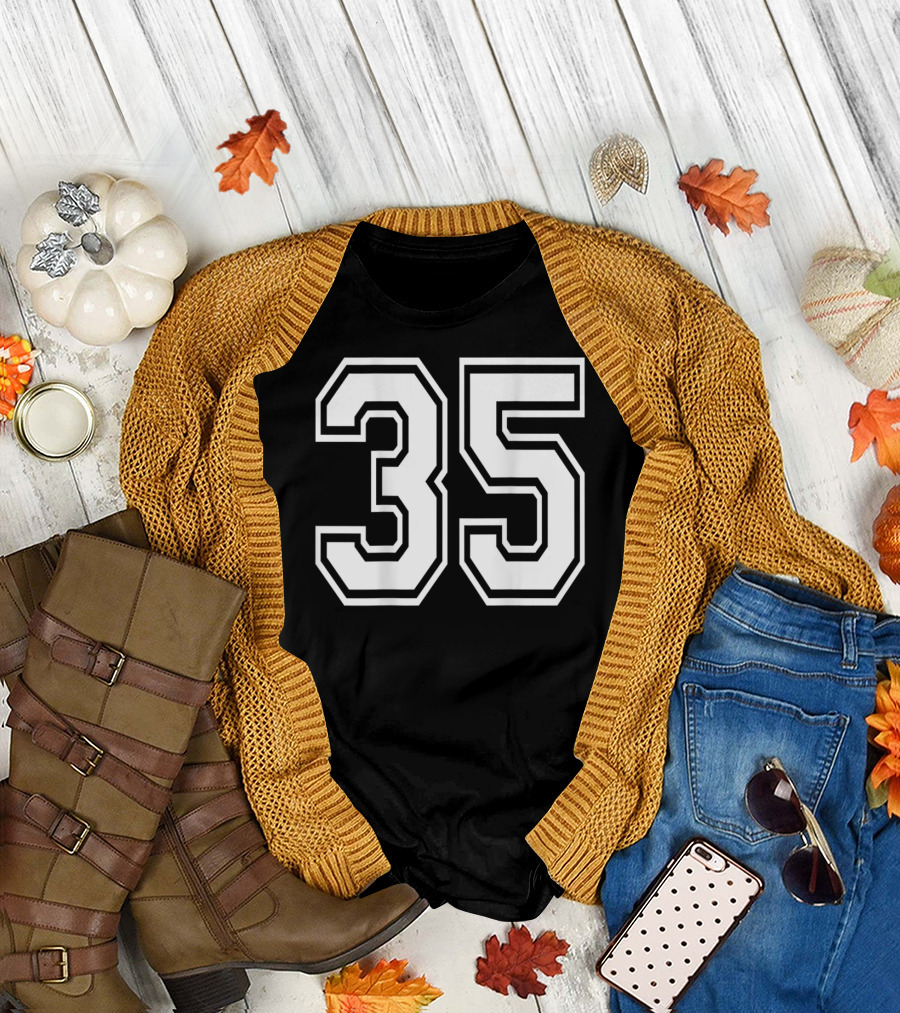 Number 35 Sports Player Back Only T-Shirt