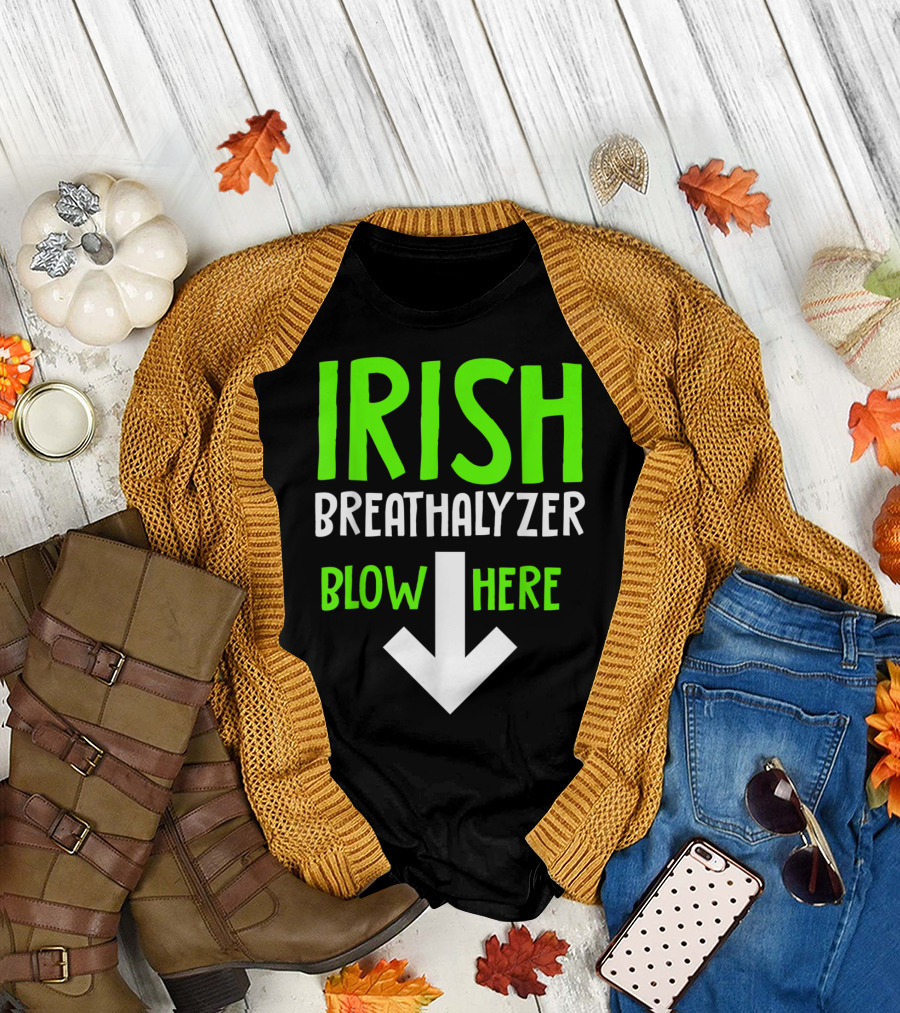 Irish Breathalyzer Blow Here Arrow T-Shirt