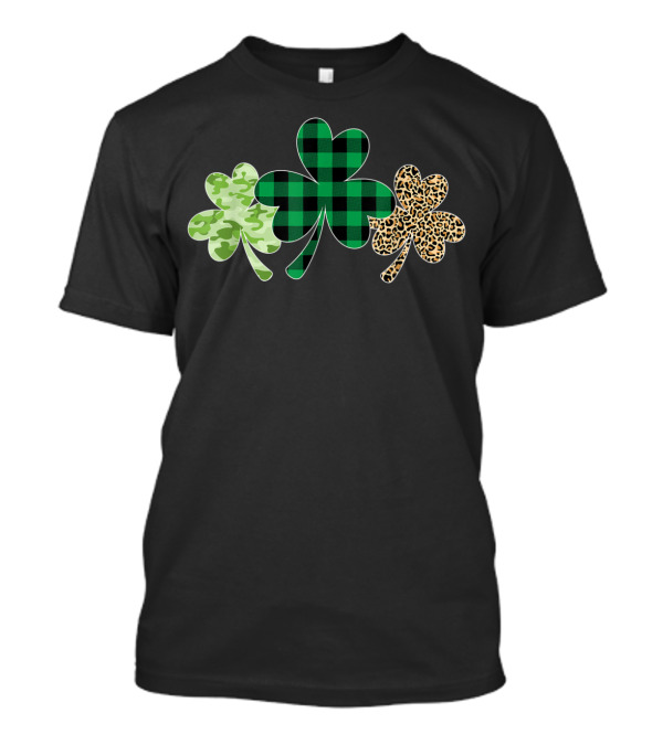 Shamrock Plaid Leopard Camouflage Trio Fun T-Shirt