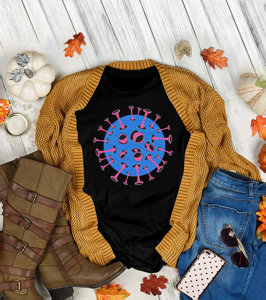 Virus Icon Graphic Symbolivaxt Blue Pink Sphere T-Shirt