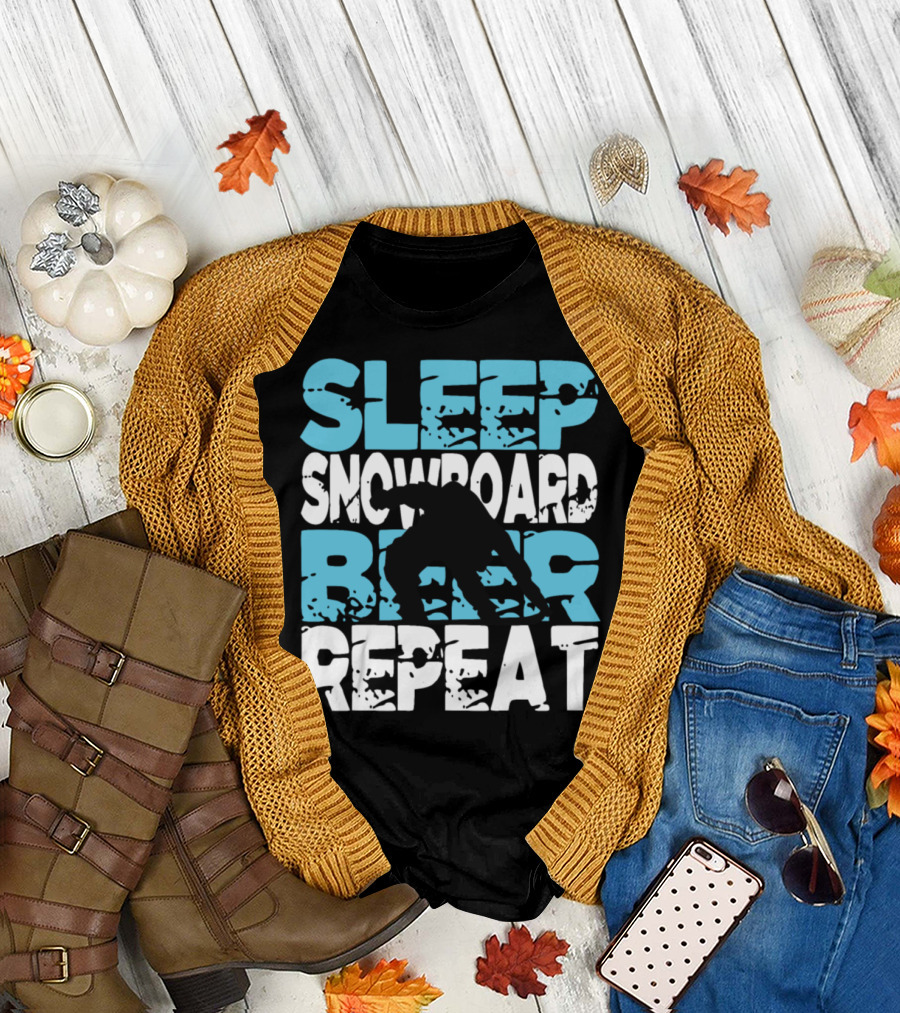Sleep Snowboard Beer Repeat Snowboarder Winter Sports T-Shirt
