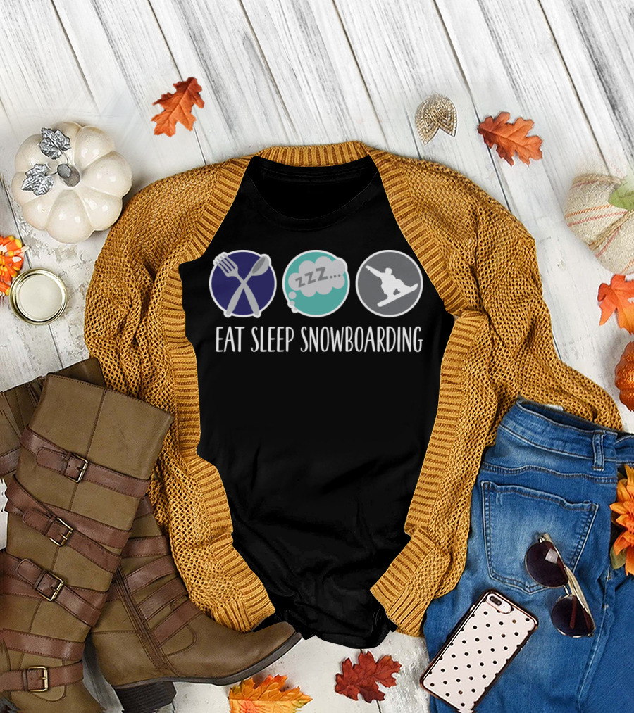 Eat Sleep Snowboarding Fork and Knife Dreaming Snowboarder T-Shirt