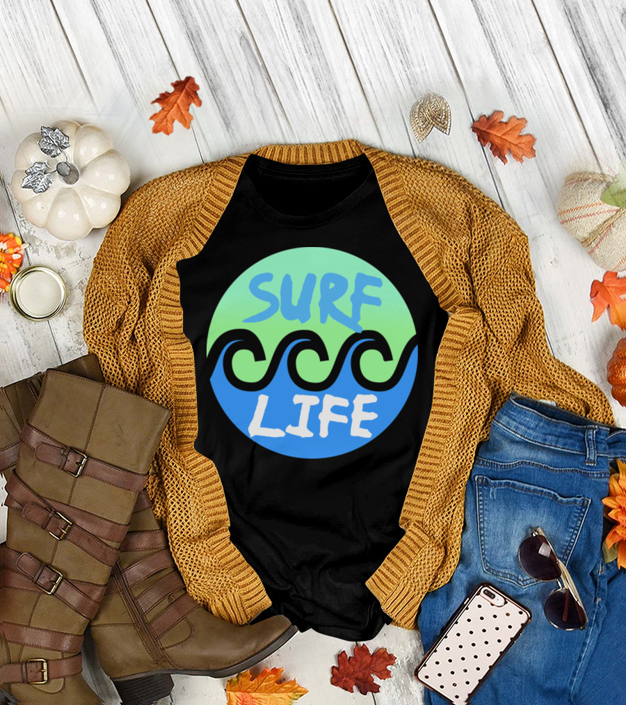 Surf Surf Life Ocean Waves Green Blue T-Shirt
