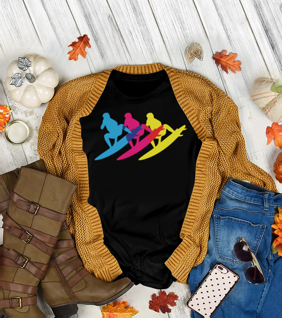Primary Colors Surfing Trio Cool T-Shirt