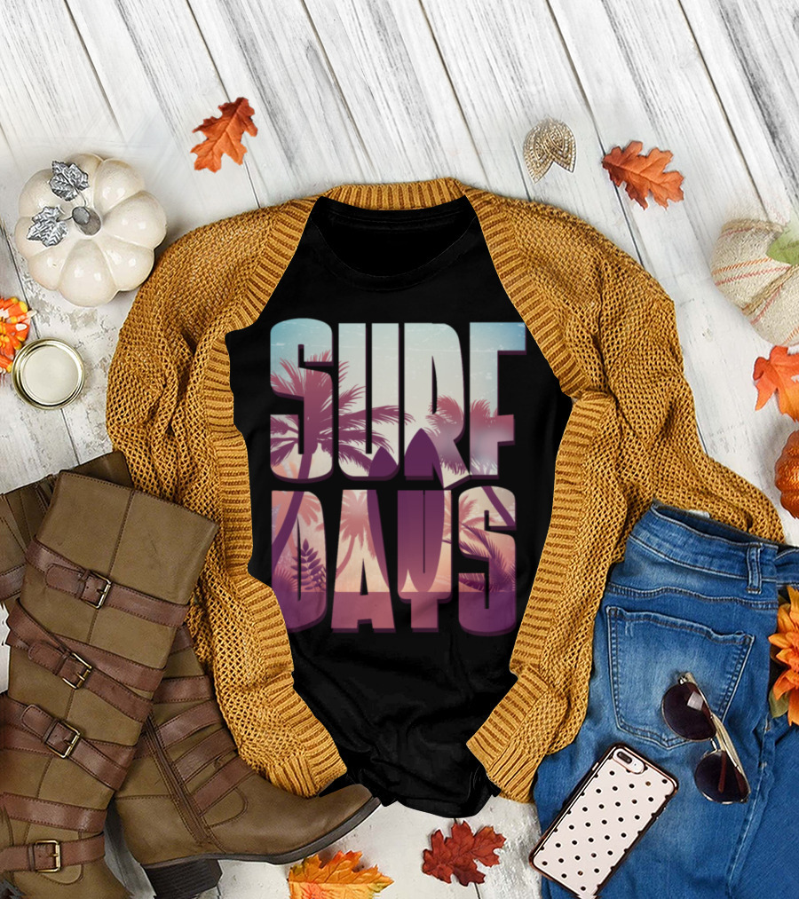 Surfing Surf Days Tropical Palm Sunset T-Shirt