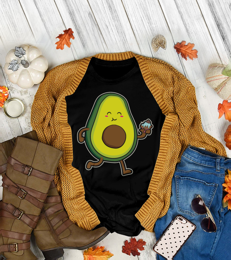 Avocado Enjoying Cupcake Muffin Cake Delight T-Shirt