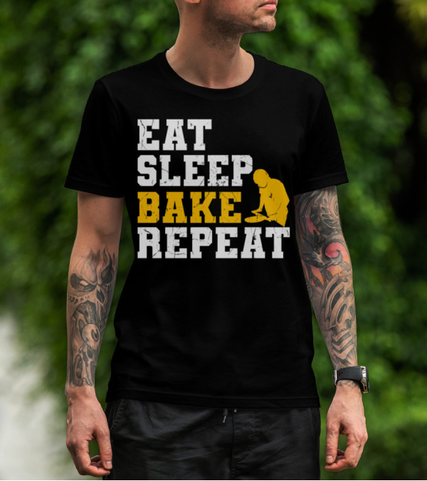 Eat Sleep Bake Repeat Baker Baking Enthusiast Pattern Chef T-Shirt